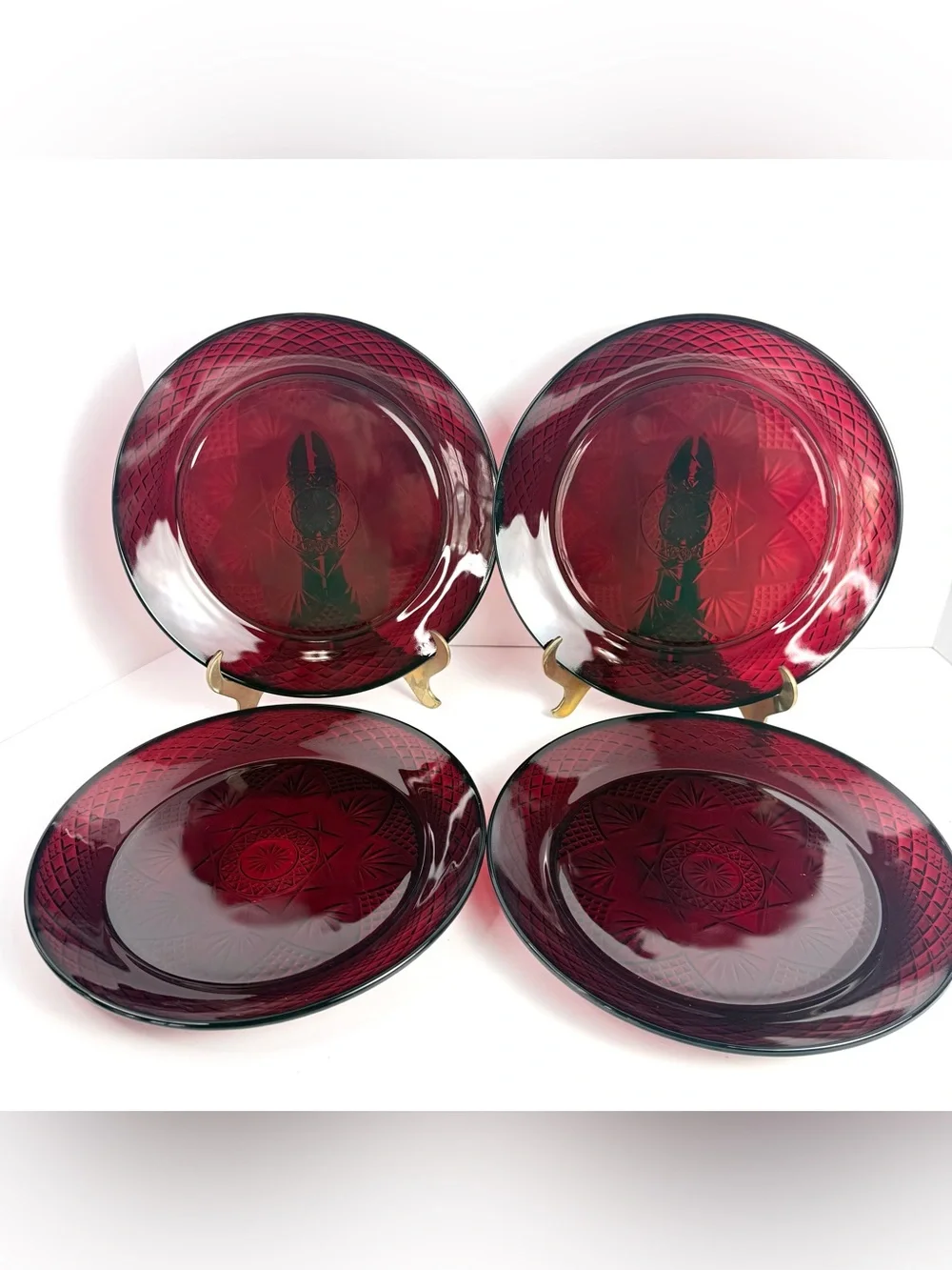 4 VTG Luminarc Cristal D'Arques Durand Ruby Red Glass 10